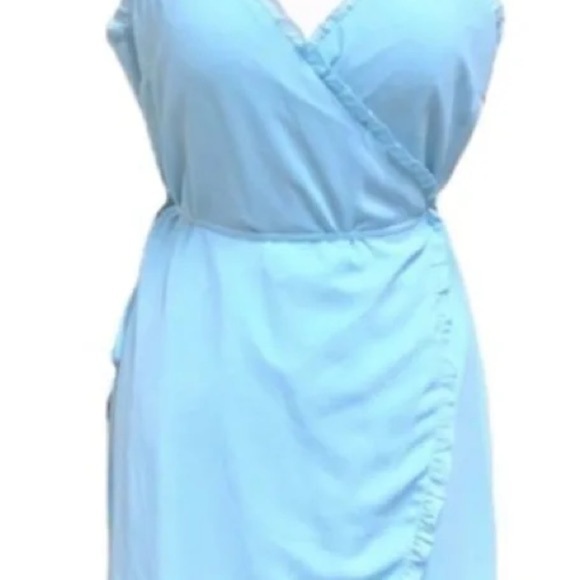 Naked Zebra Light Blue Ruffle Wrap Tank Dress NWT - Picture 2 of 13